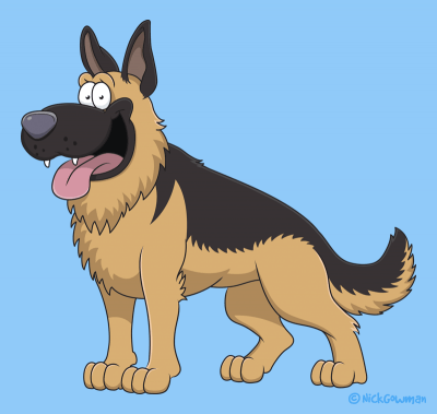 German Shepherd Cartoon | Dog and animal cartoons